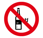 Vector icon of prohibitory sign with bottle of vodka and shot inside