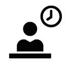 Vector icon of man sitting at table under clock