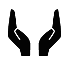 Vector icon of two supporting hands