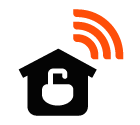 Vector icon of wireless signal going from house with opened padlock