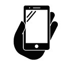 Vector icon of mobile phone in hand