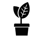 Vector icon of flowerpot with growing up young leaves