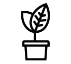 Vector icon of flowerpot with growing up young leaves