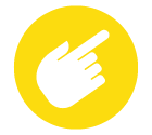 Vector icon of hand with index finger against circle