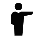 Vector icon of male person showing direction with his hand