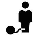 Vector icon of male person chained with heavy ball