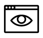 Vector icon of web browser with eye inside