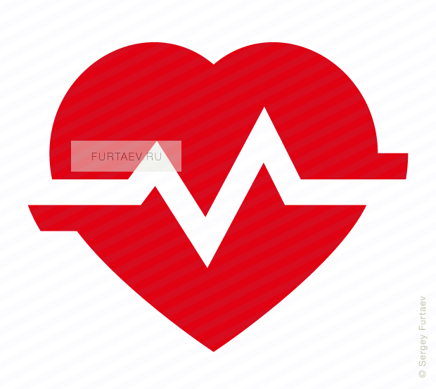 Vector icon of pulse line over heart
