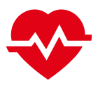 Vector icon of pulse line over heart