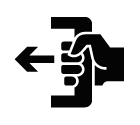 Vector icon of hand pushing door handle