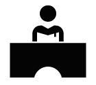Vector icon of man sitting at table with opened book