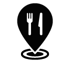 Vector icon of fork and knife on map marker