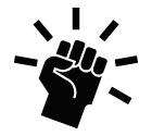 Vector icon of raised fist with motion lines around it