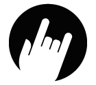 Vector icon of hand with horns gesture against circle