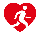 Vector icon of man running inside red heart