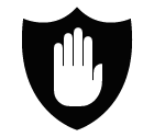 Vector icon of stop hand on shield