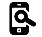 Vector icon of mobile phone with magnifying glass on screen