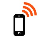 Vector icon of wireless signal going from mobile phone