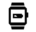 Vector icon of smart watch with battery showing low charge