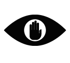 Vector icon of eye with stop hand inside