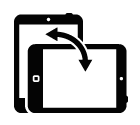 Vector icon of tablet computer rotated from vertical to horizontal position