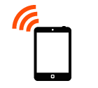 Vector icon of wireless signal going from tablet computer