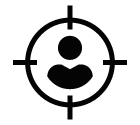 Vector icon of person under crosshair