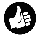 Vector icon of thumbs-up approval hand gesture against circle