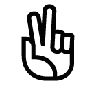 Vector icon of hand with raised and parted index and middle fingers