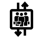Vector icon of business people group with briefcases in elevator