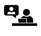 Vector icon of man working on laptop and speech balloon with user picture