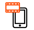 Vector icon of mobile phone under film tape