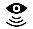Vector icon of eye with wireless signal