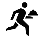 Vector icon of running man with serving platter with cloche in his hand