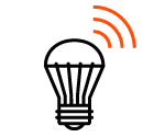 Vector icon of LED light bulb with wireless control