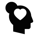 Vector icon of female profile with heart inside head