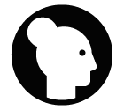 Vector icon of female profile against circle