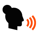 Vector icon of wireless signal going from female profile