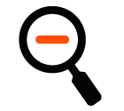 Vector icon of magnifying glass with minus